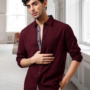 Men's Solid Shirt | Soft Cotton Blend | Casual Shirt | Plain | Full Sleeve - Regular Fit