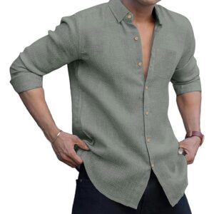 Men's Solid Linen Cotton Shirt | Casual | Plain | Full Sleeve | Summer-Regular Fit| Men Stylish Shirt